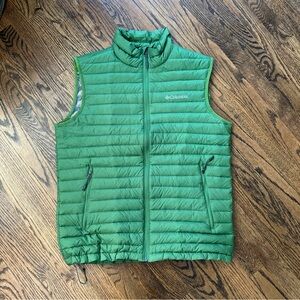 Columbia Omni-Heat Puffer Vest Men’s Medium Green Thermal Heat Lining Zip Up